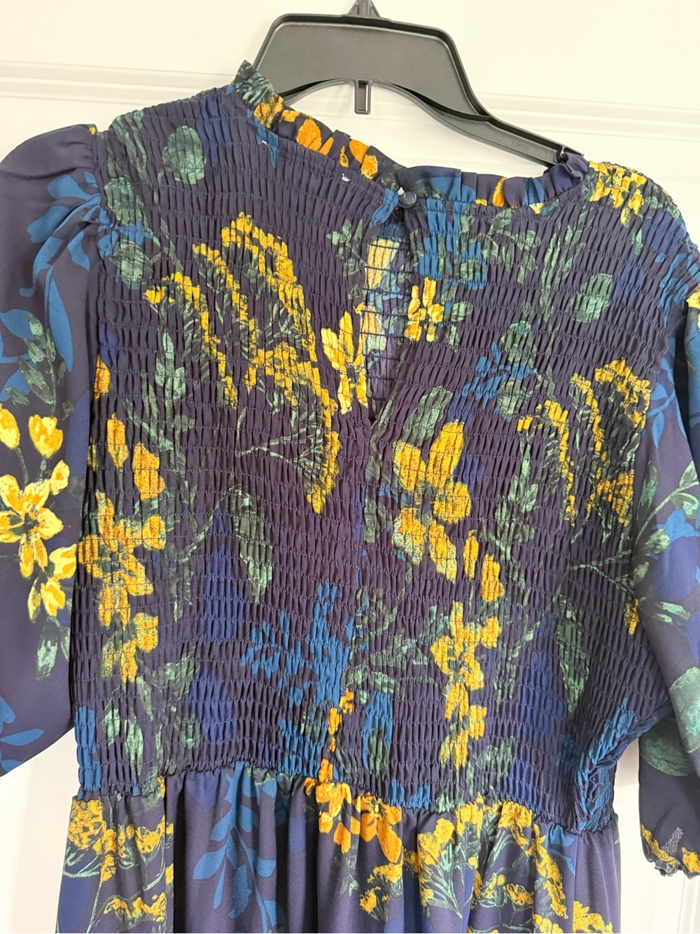 Baltic Born Women's Navy Floral Tiered Smocked Midi Dress - Yellow Floral - Picture 3 of 3